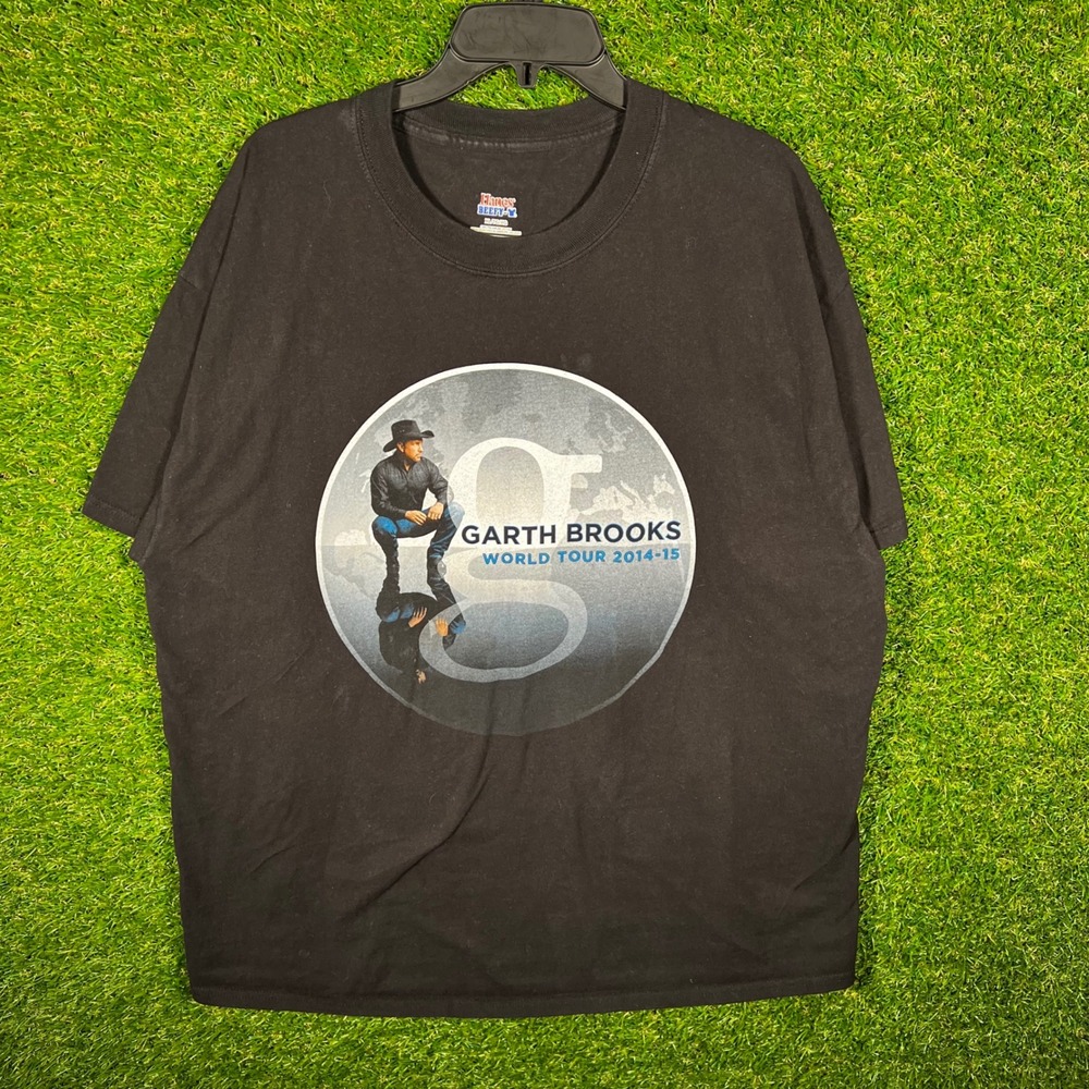 Garth Brooks‎ World Tour 2014-15 Concert T-Shirt Mens XL Black Hanes Beefy-T